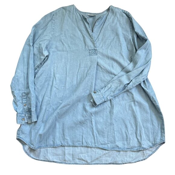 J. Jill Tencel Indigo Pullover Tunic Iced Blue Wash size XL - Picture 3 of 12